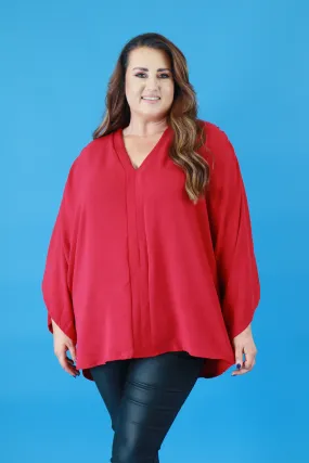 Stella Kimono Sleeve Blouse in Red