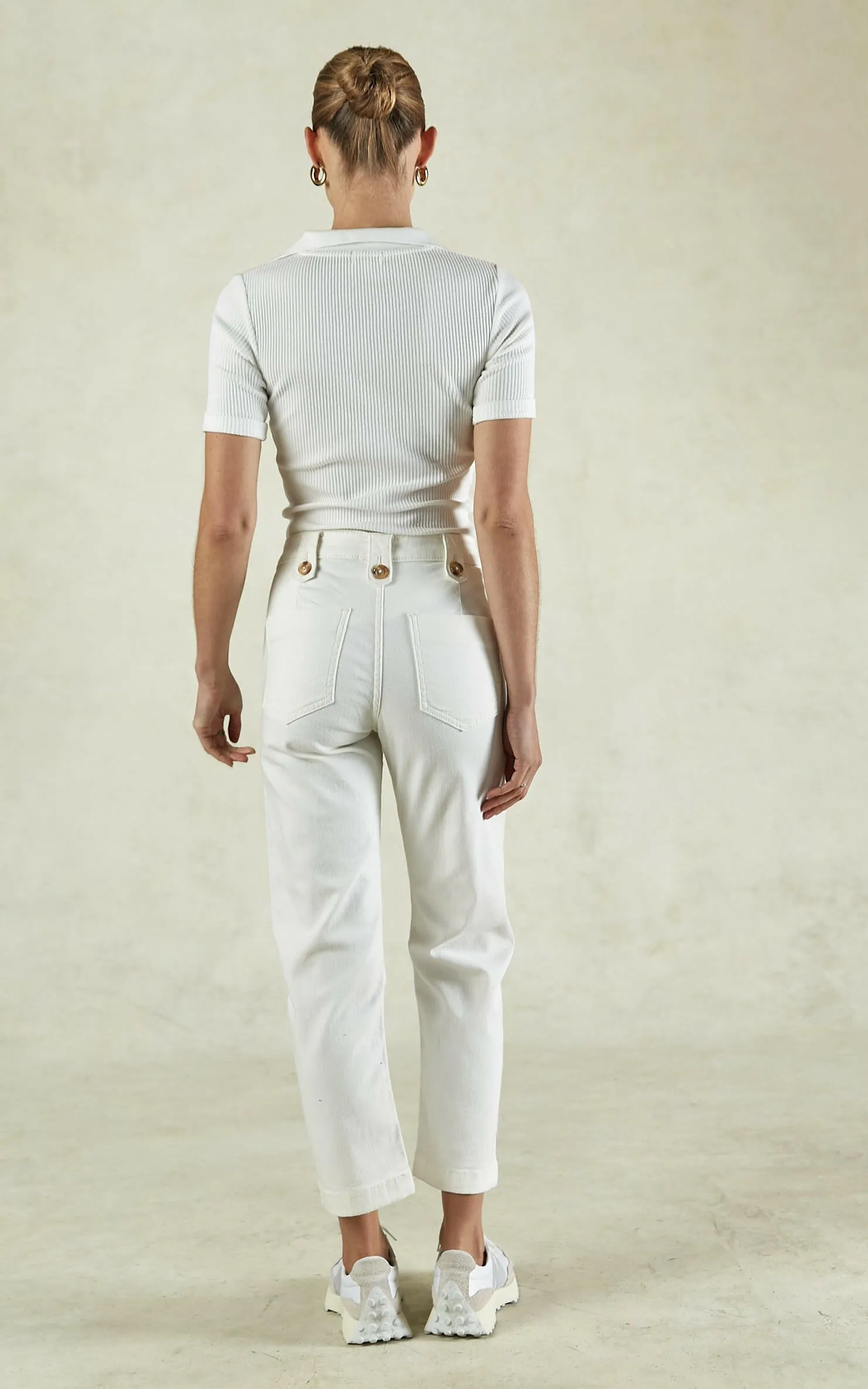 Stella Stretch High Waisted Ivory Trouser