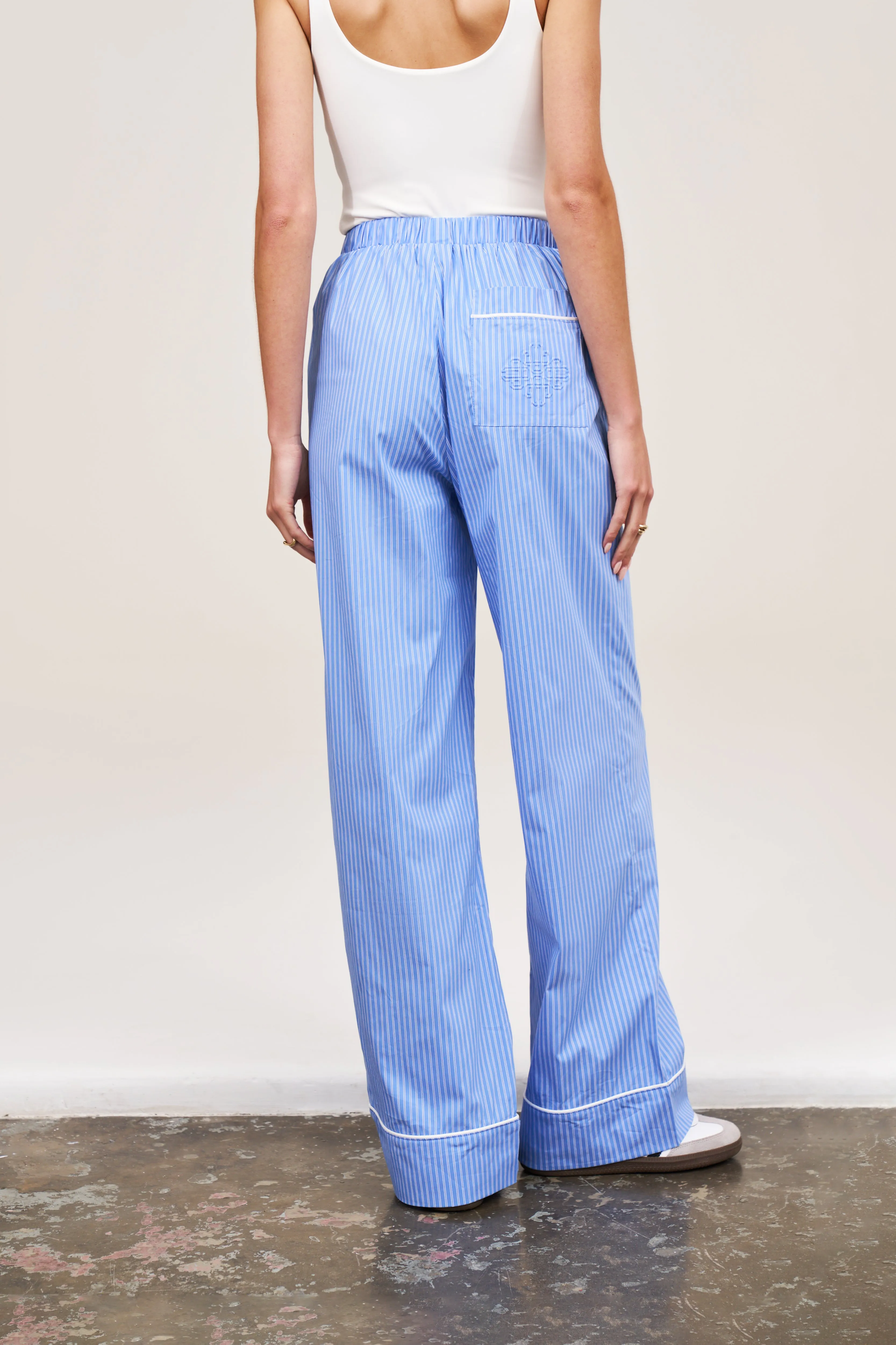 STRIPE PIPED EMBLEM TROUSERS - BLUE