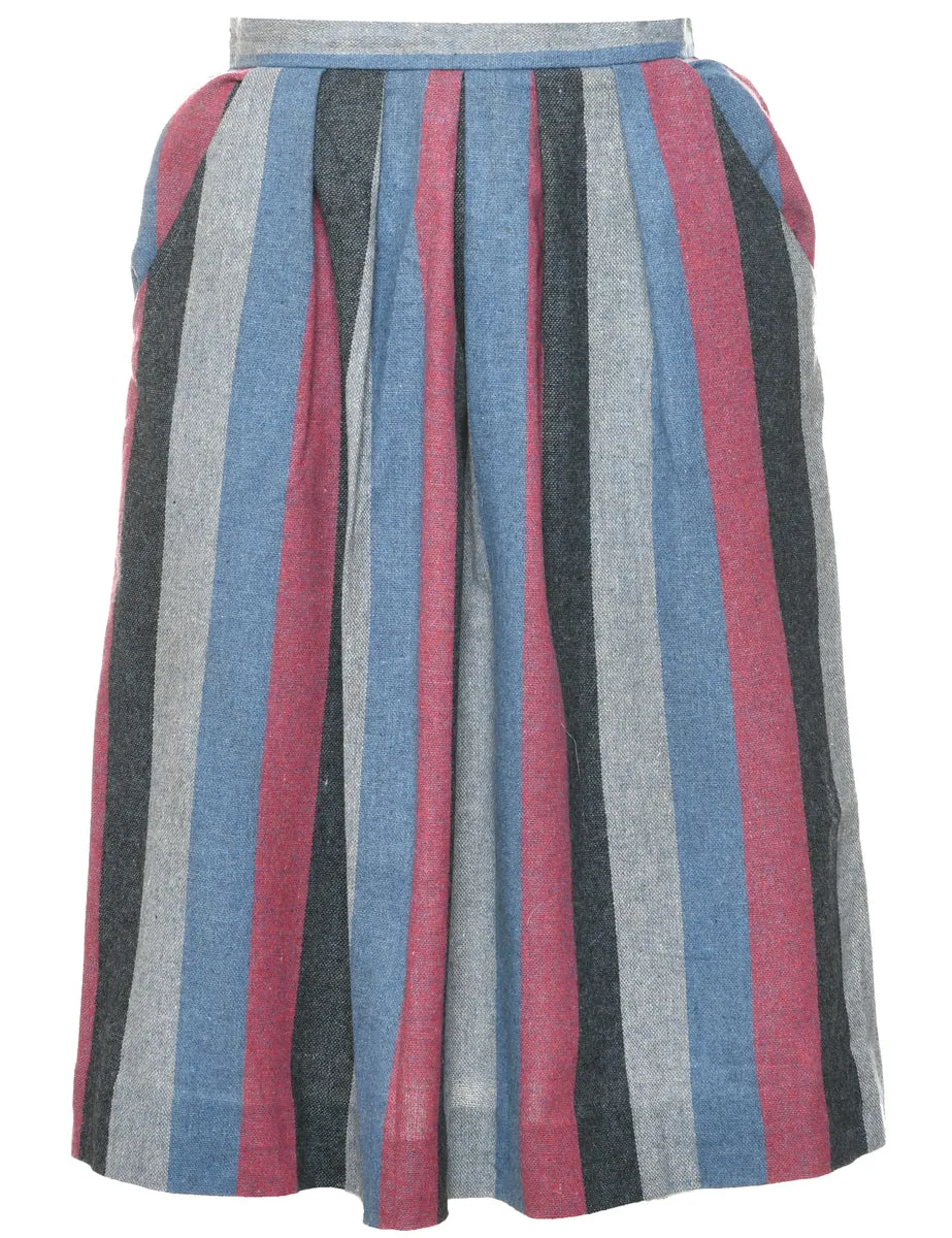 Striped Pleated Skirt - S