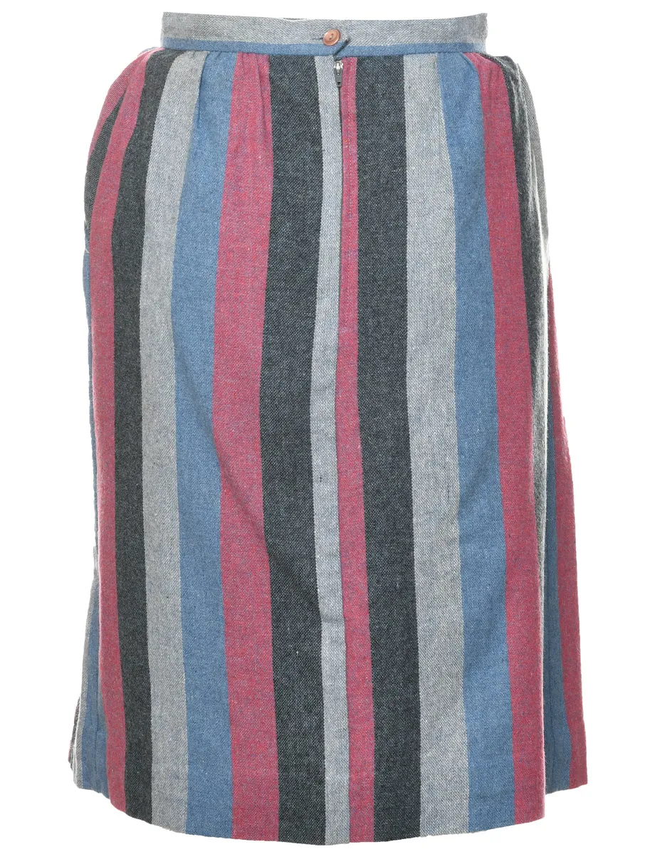 Striped Pleated Skirt - S