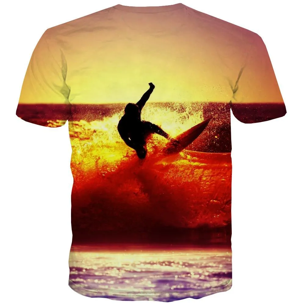 surf T shirts Men The sea T shirts Funny sport Tshirt Anime Cool T-shirts 3d