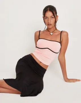 Talasi Crop Top in Pale Pink with Black Binding