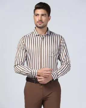 Temp Tech Formal Brown Stripe Shirt - Geneva