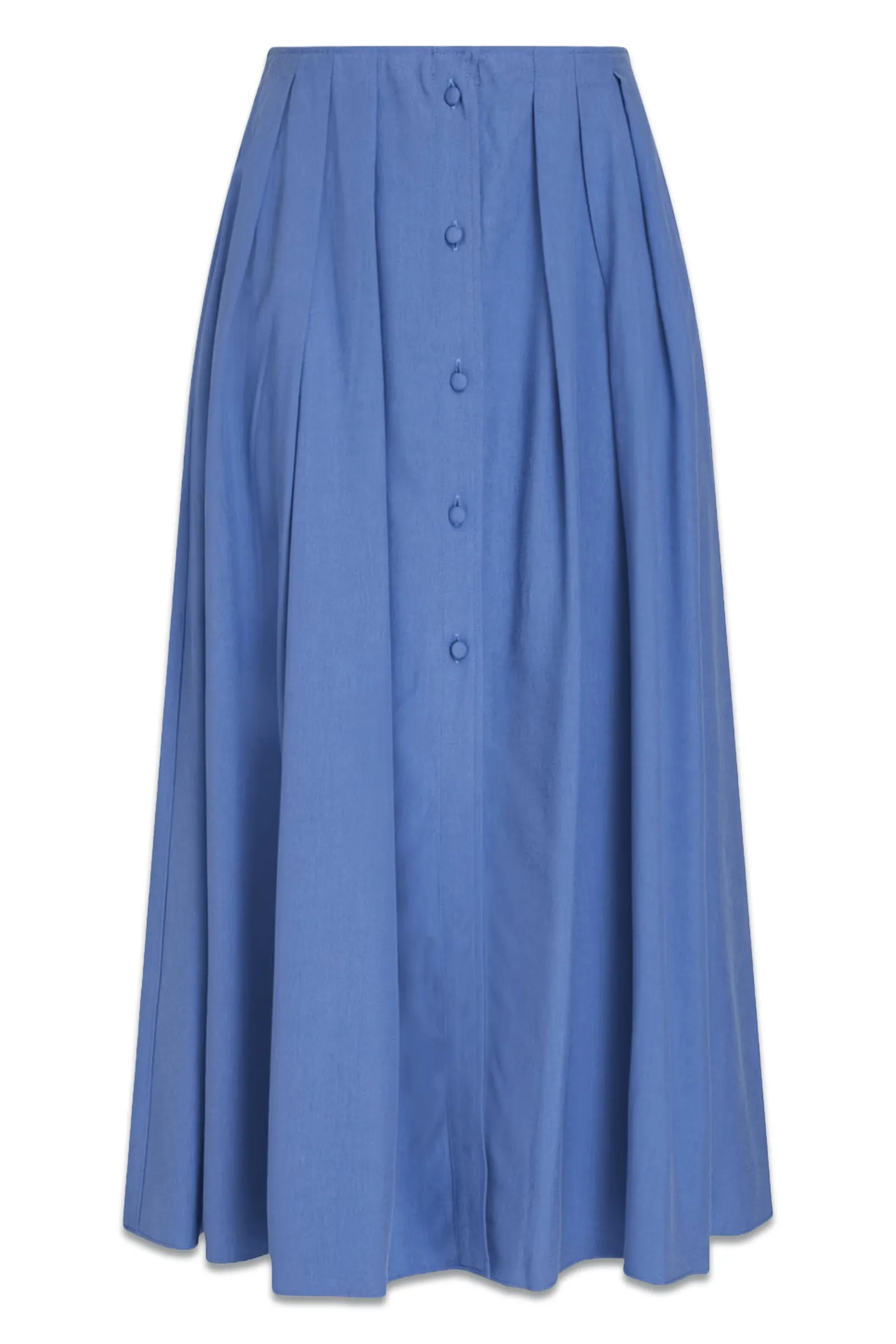 The Pleated Lyocell-blend Twill Midi Skirt