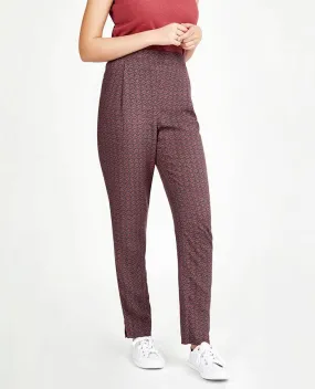 Tile Print Slim Leg Pull On Trousers