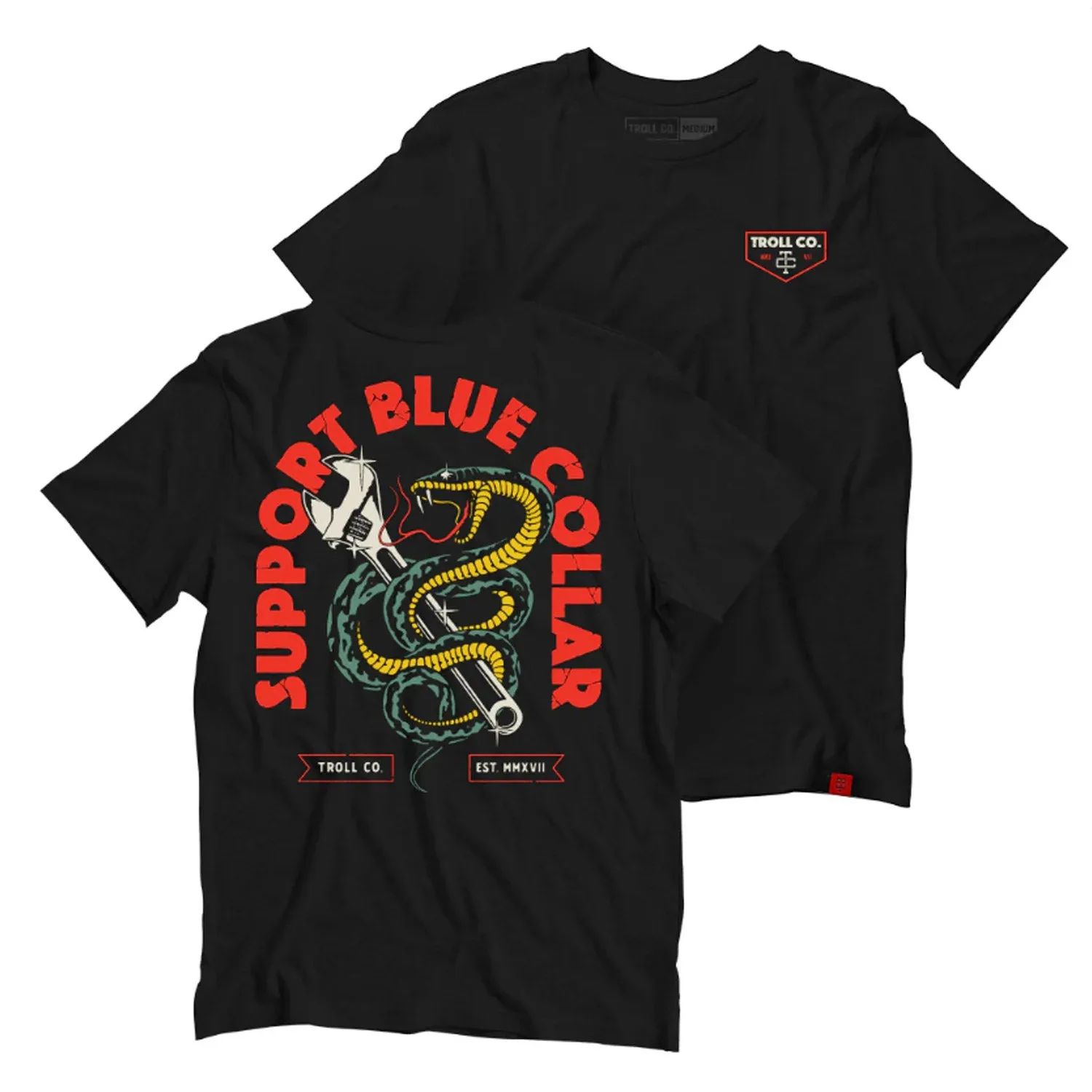 Troll Co. Men's Serpent "Support Blue Collar" Graphic T-Shirt