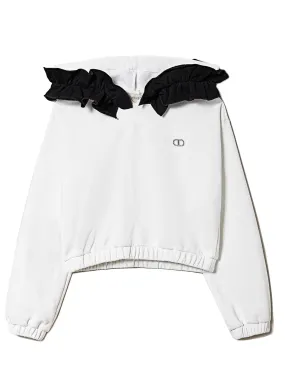 TWINSET Girl's sweatshirt with ruffles-232GJ2432 white