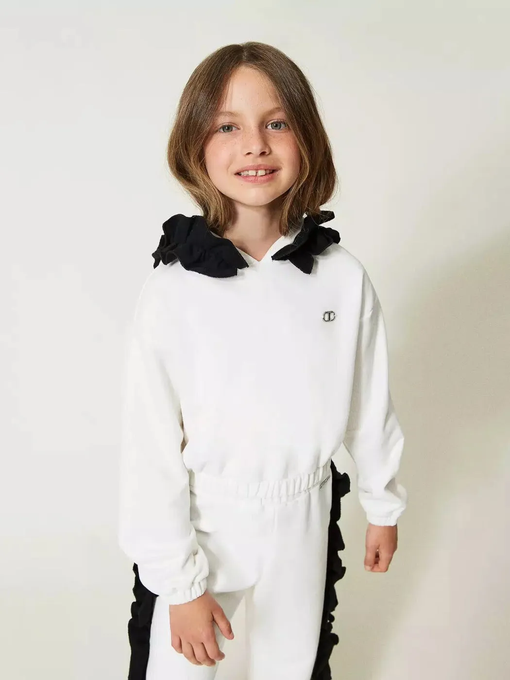 TWINSET Girl's sweatshirt with ruffles-232GJ2432 white