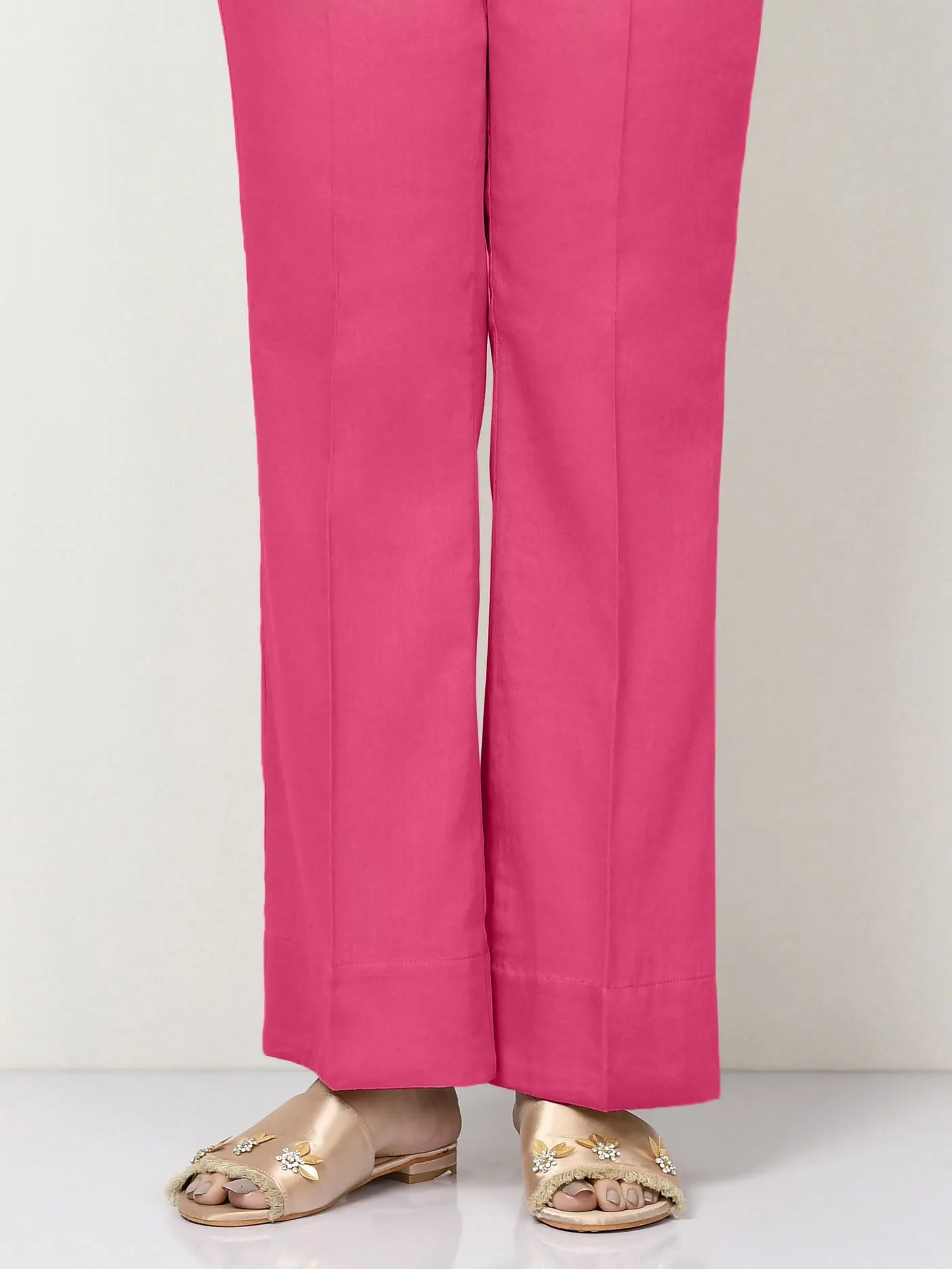 Unstitched Cambric Trouser - Punch Pink