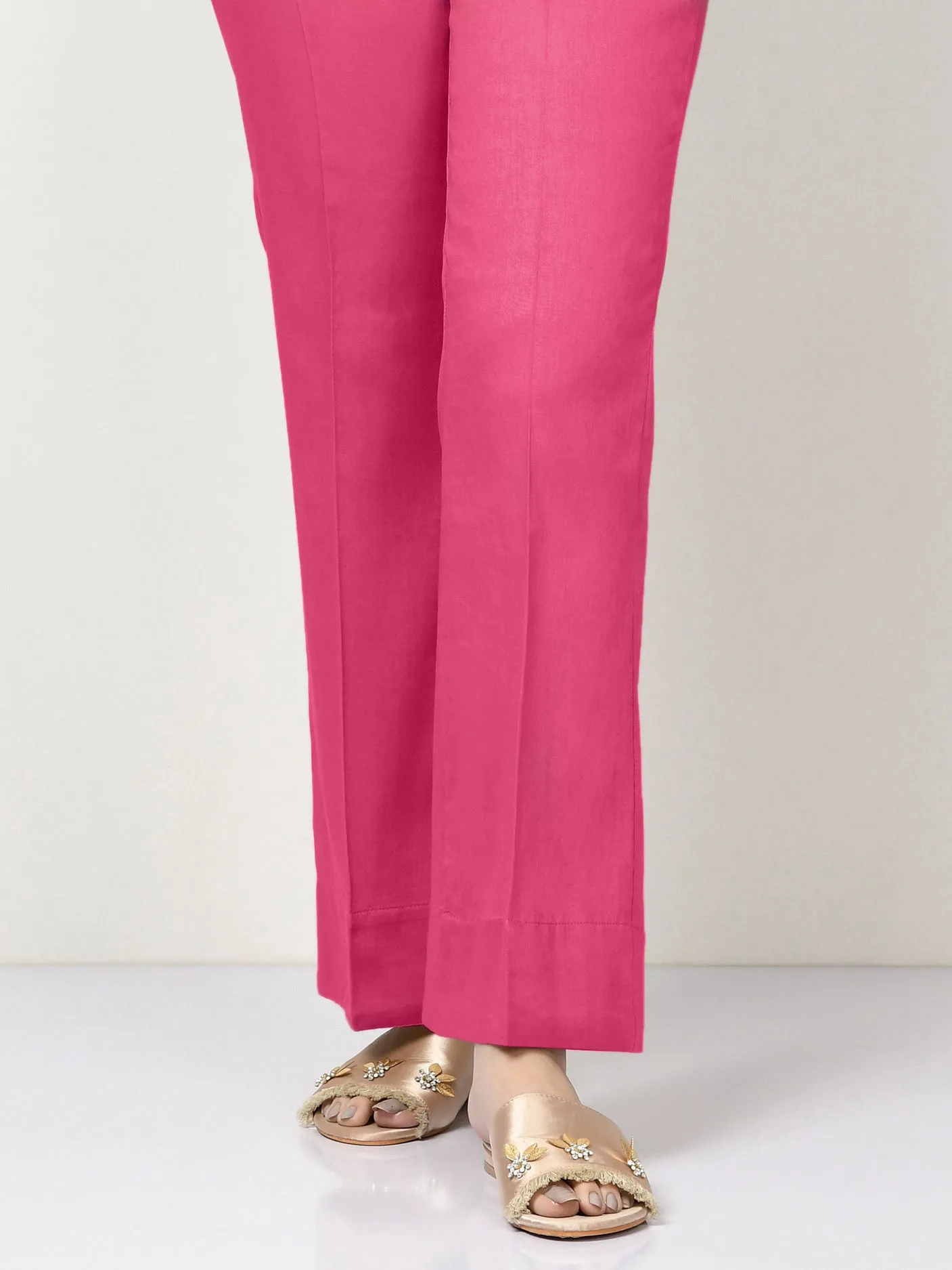 Unstitched Cambric Trouser - Punch Pink