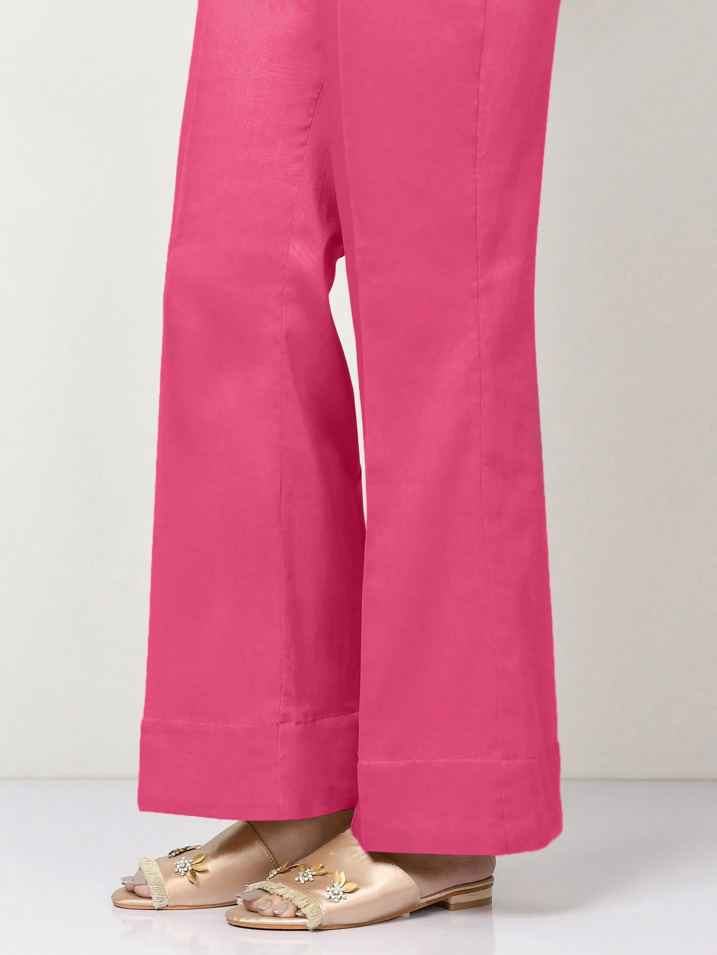 Unstitched Cambric Trouser - Punch Pink