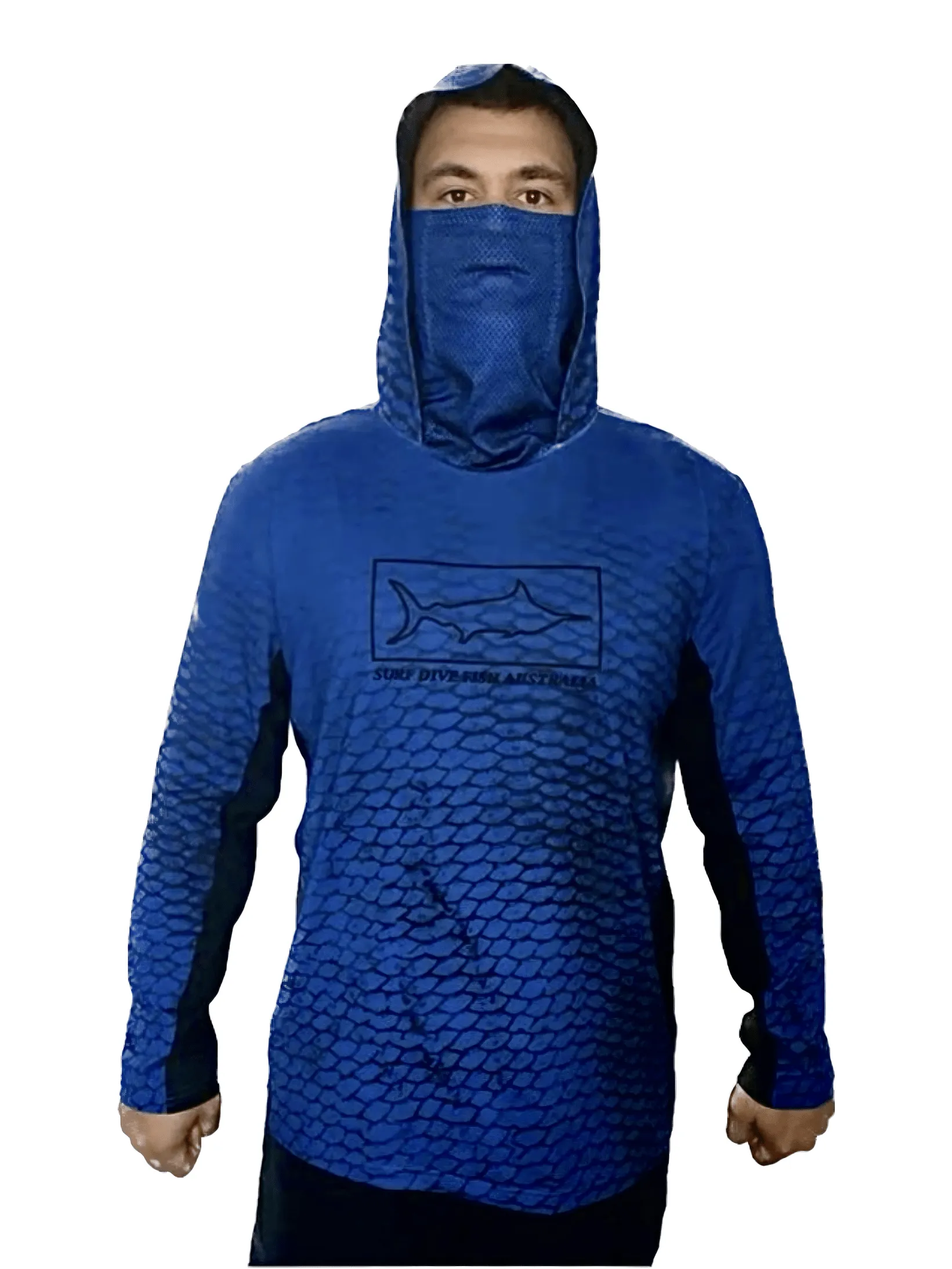 UV Fishing Shirt - UPF50  Long Sleeve sun protection clothing with gaiter mask and hood