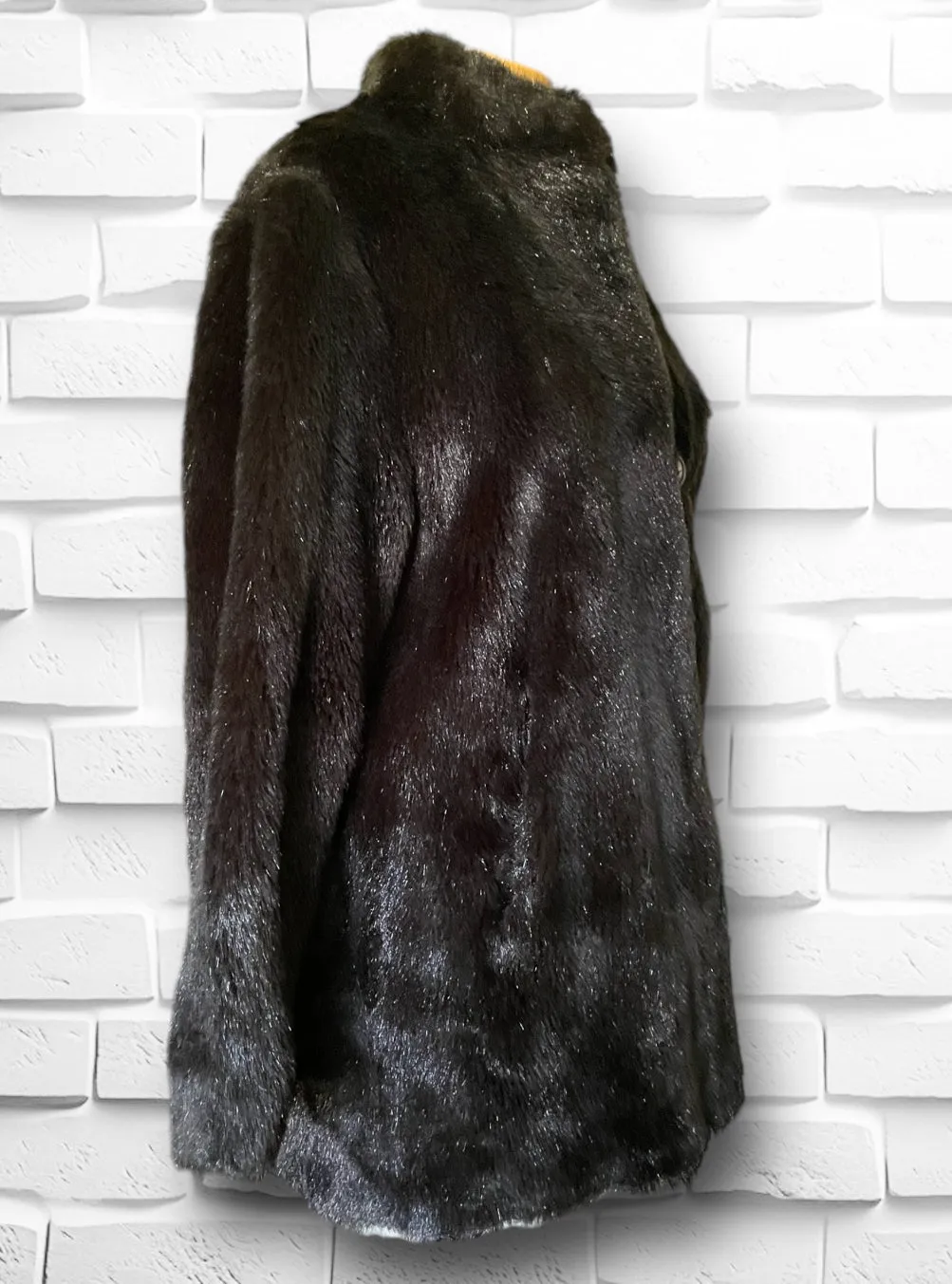 Vintage 1960’s Wiman Dark Brown Faux Fur Jacket with Abalone Buttons