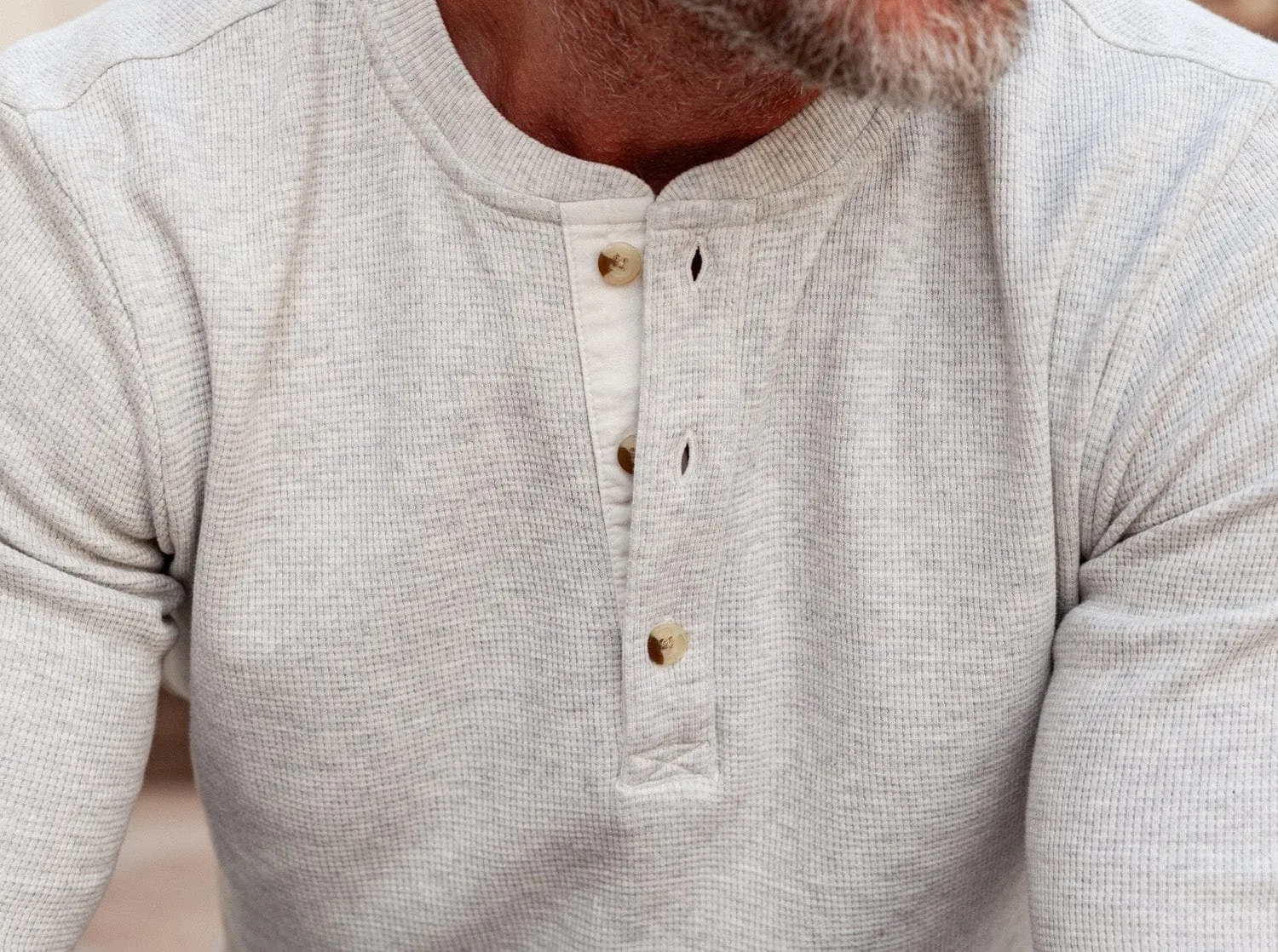 Waffle Henley - Heather Oatmeal