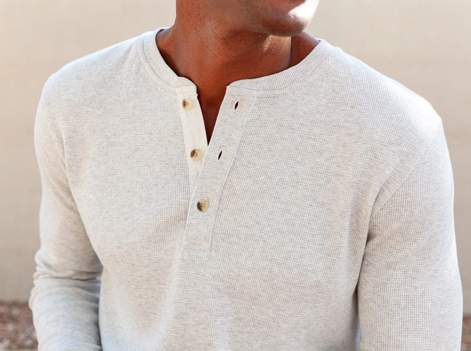 Waffle Henley - Heather Oatmeal