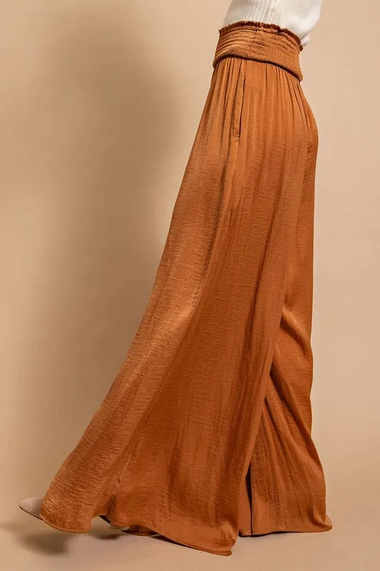 Washed Satin Wide Legged Pants