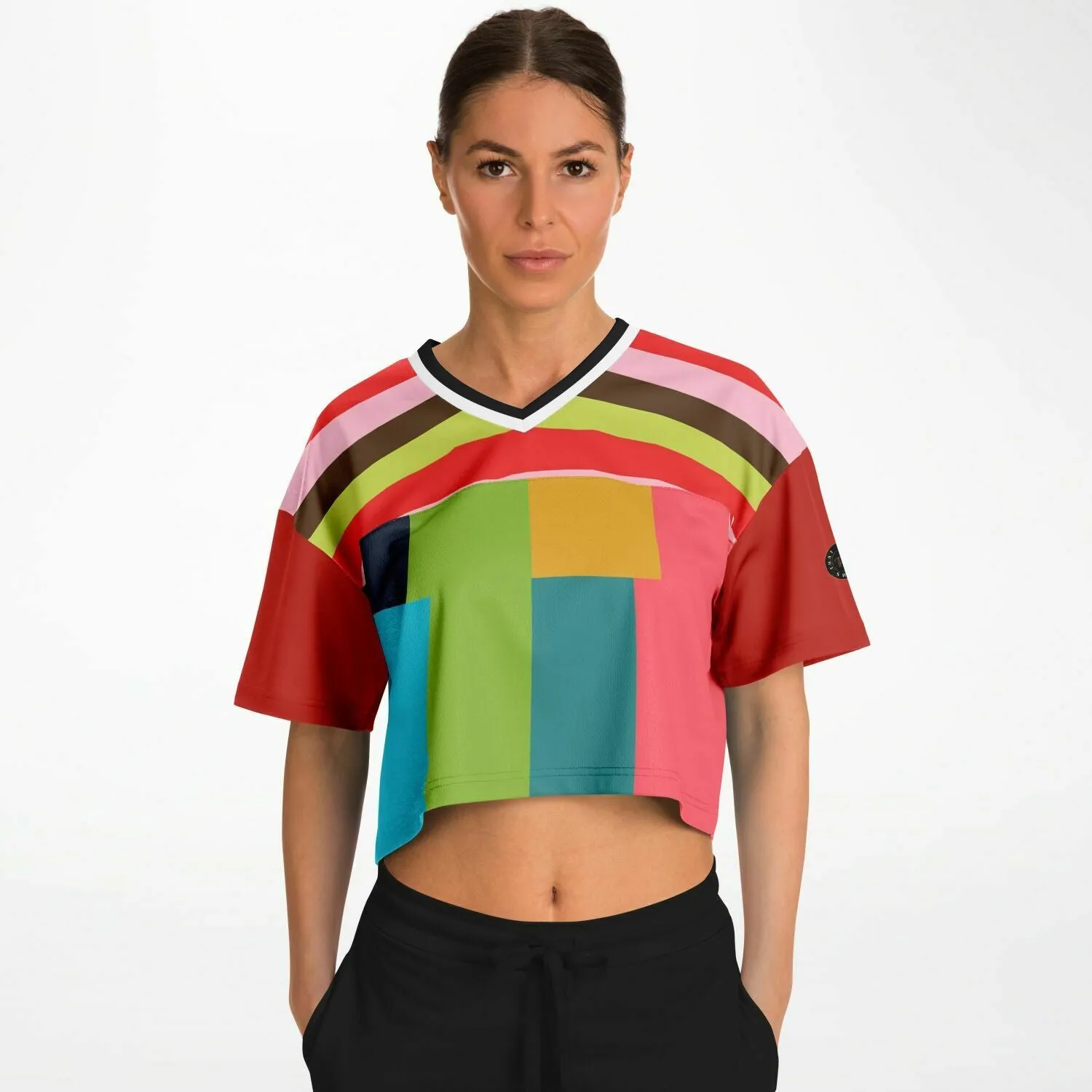 Watermelon Crush Rugby Stripe Eco-Poly Crop Jersey