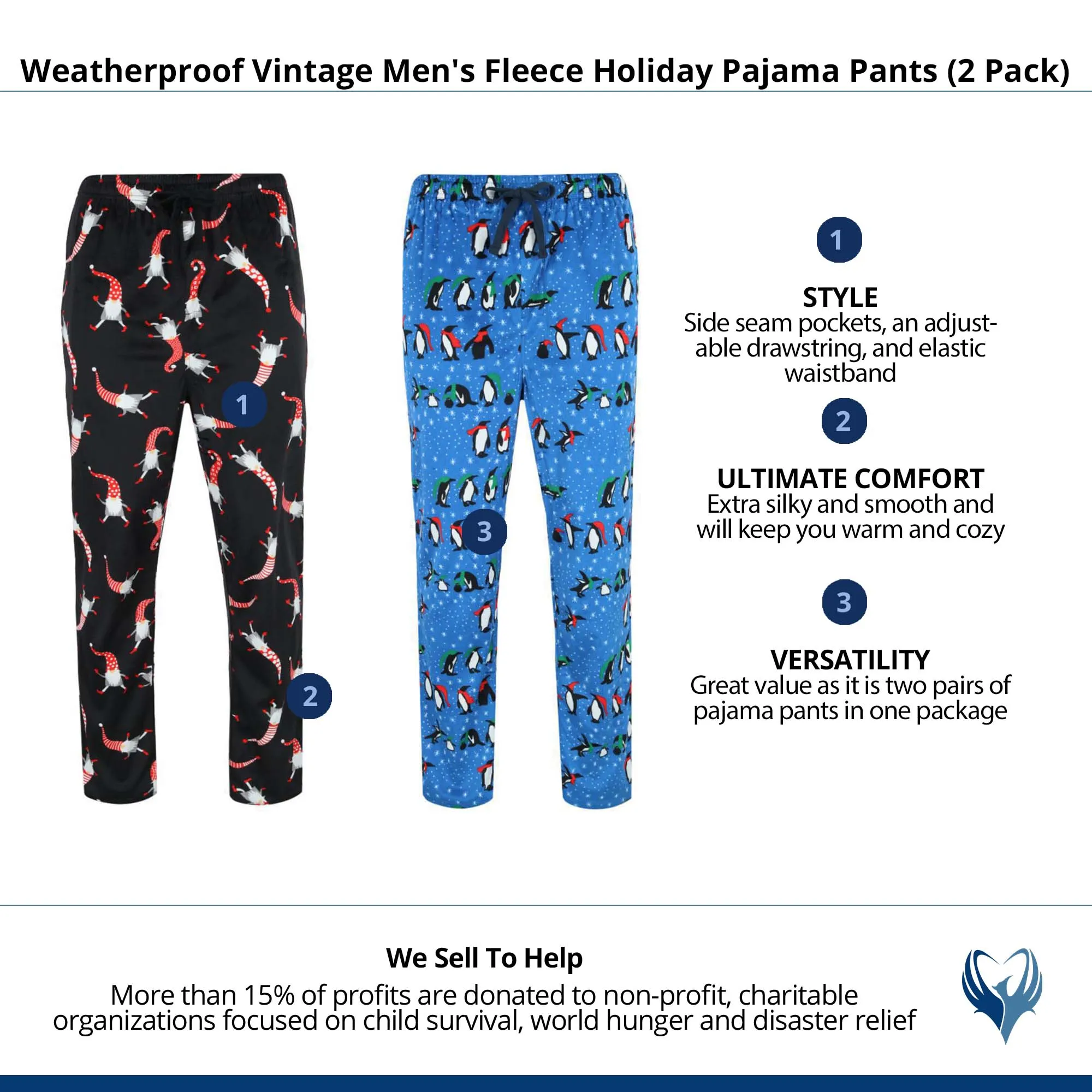 Weatherproof Vintage Men's Fleece Holiday Pajama Pants (2 Pack)