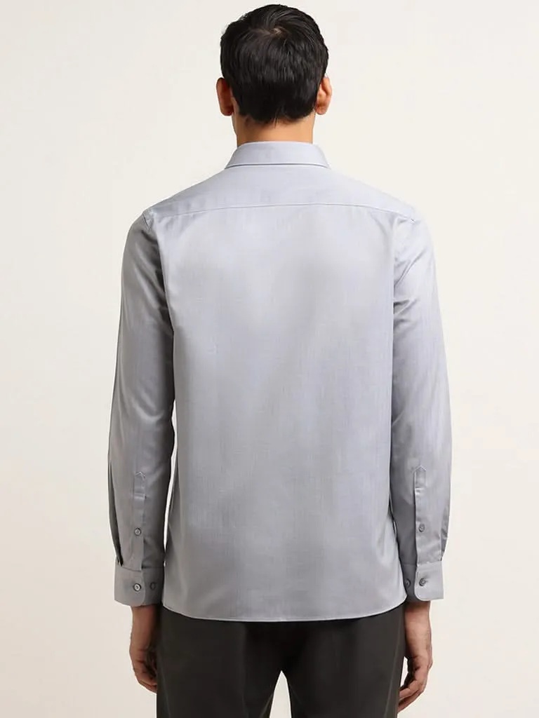 WES Formals Grey Cotton Slim Fit Shirt