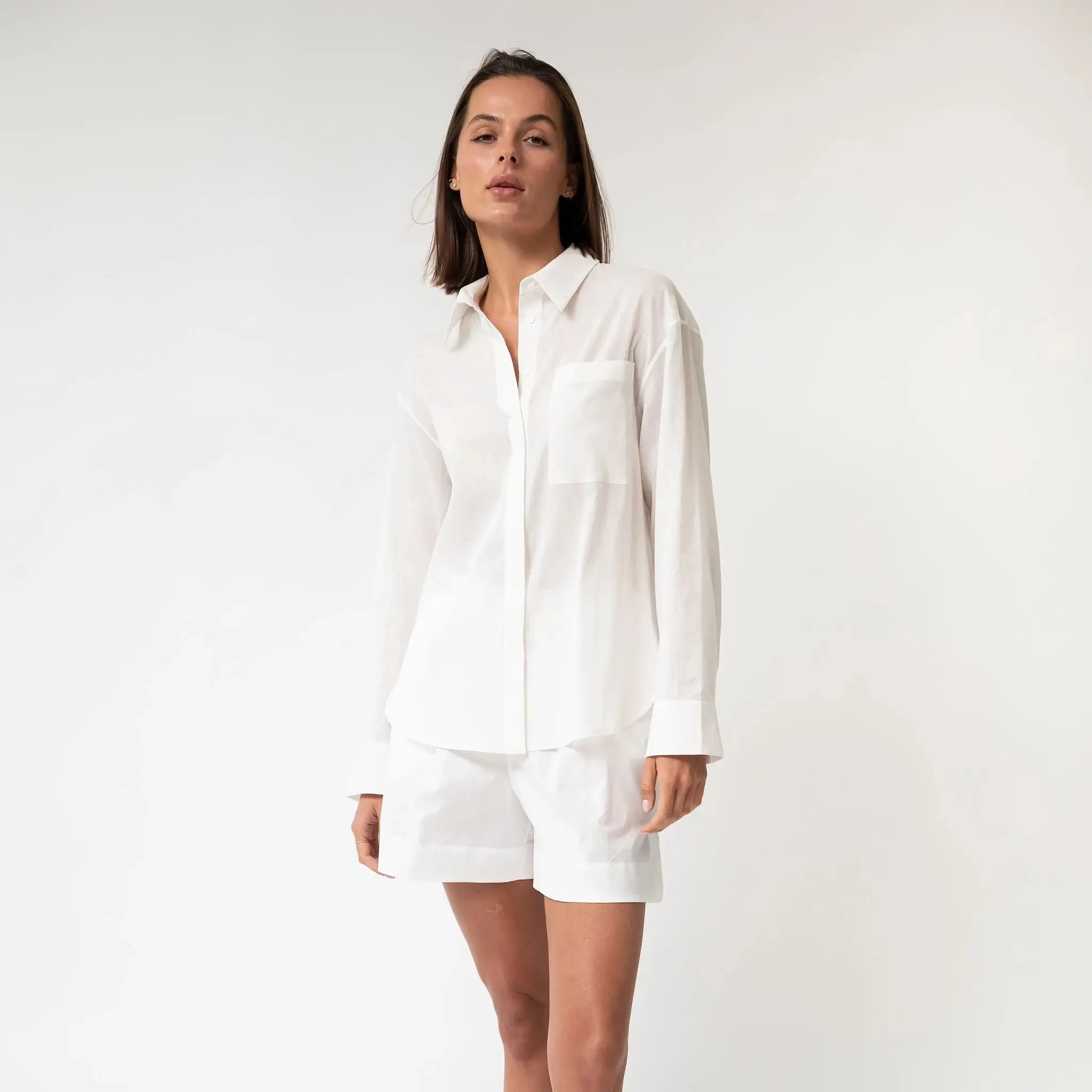 White InStyle Cotton Poplin Shorts