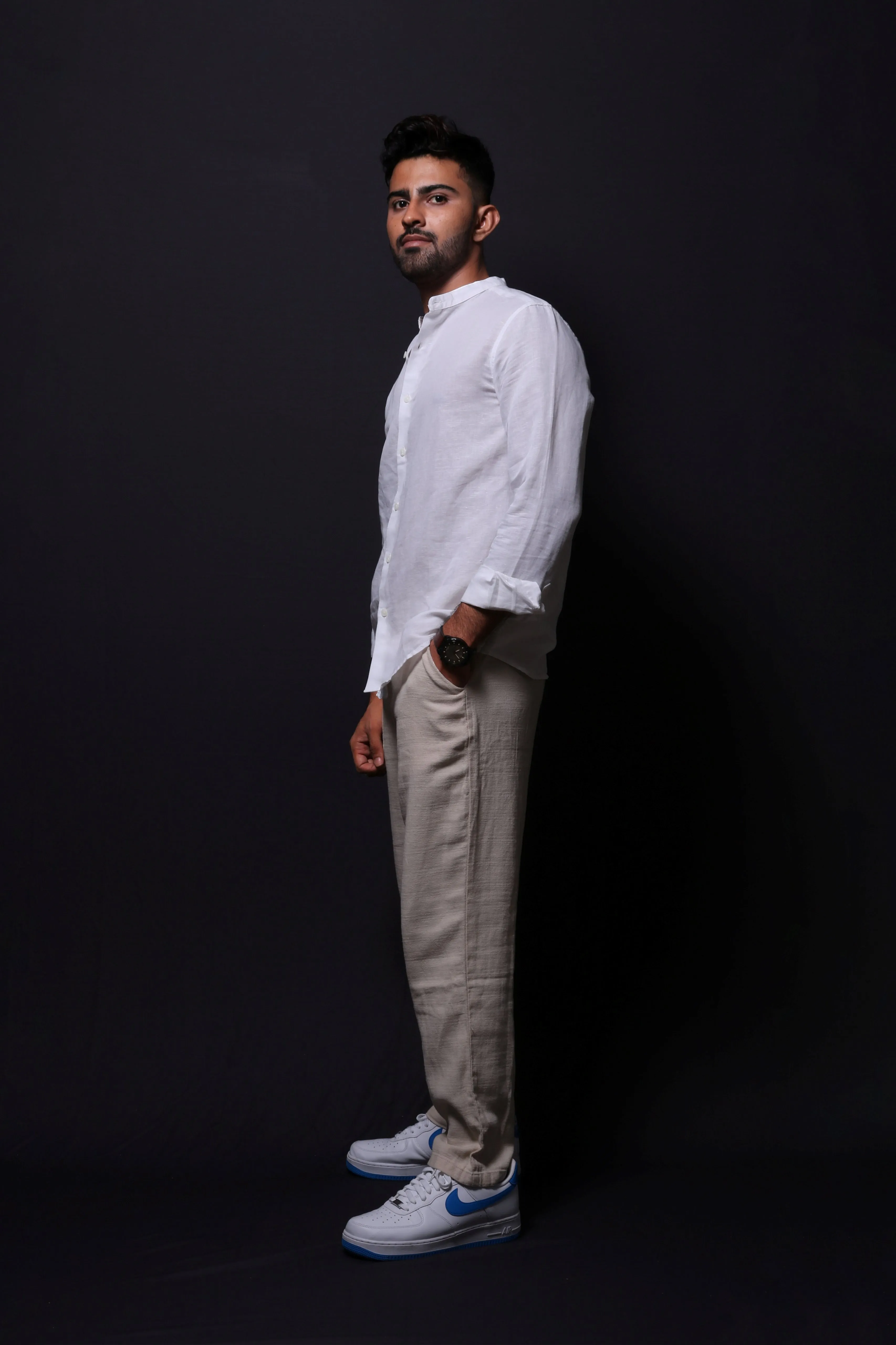 WHITE LINEN REGULAR FIT SHIRT