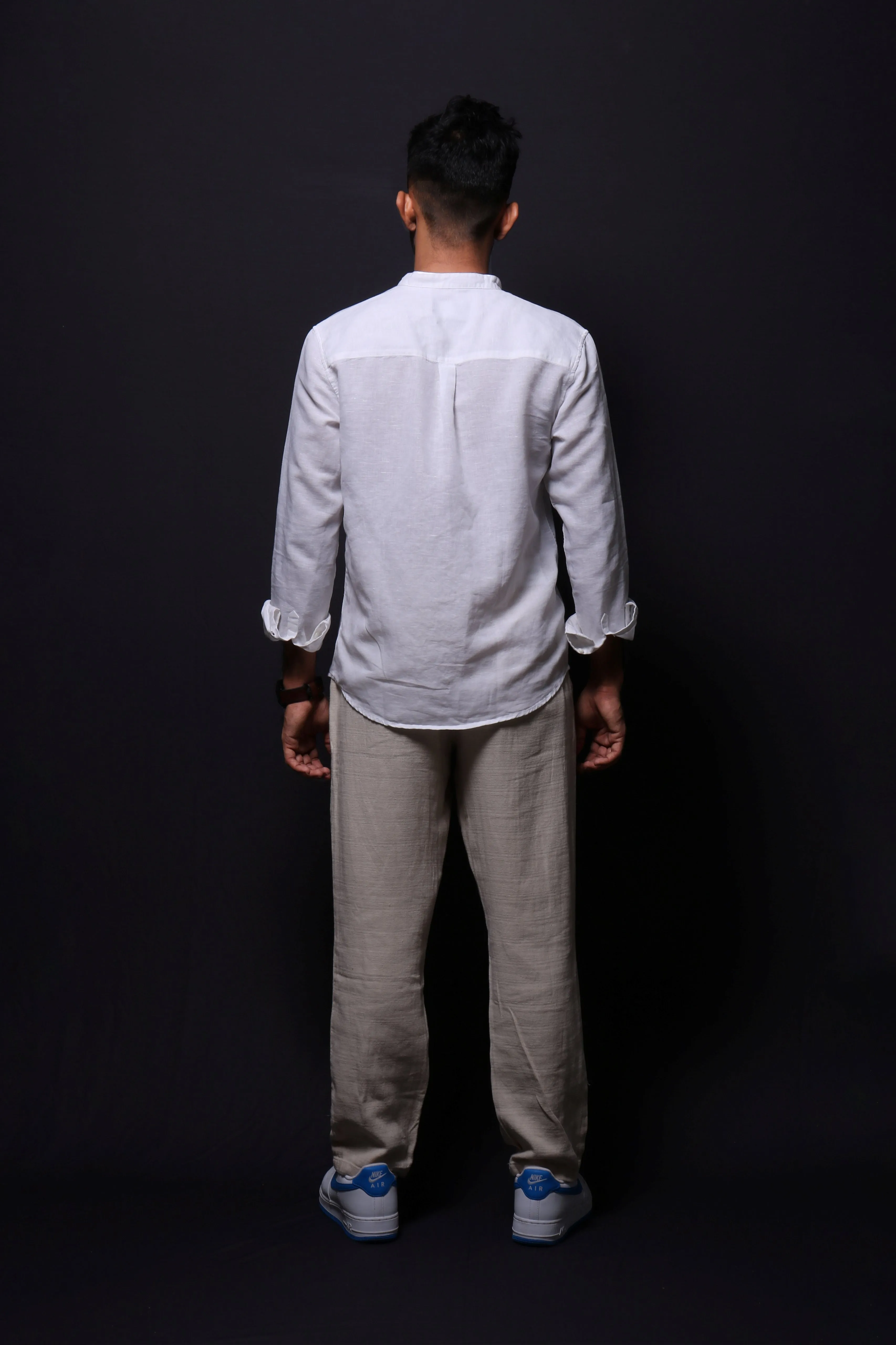 WHITE LINEN REGULAR FIT SHIRT