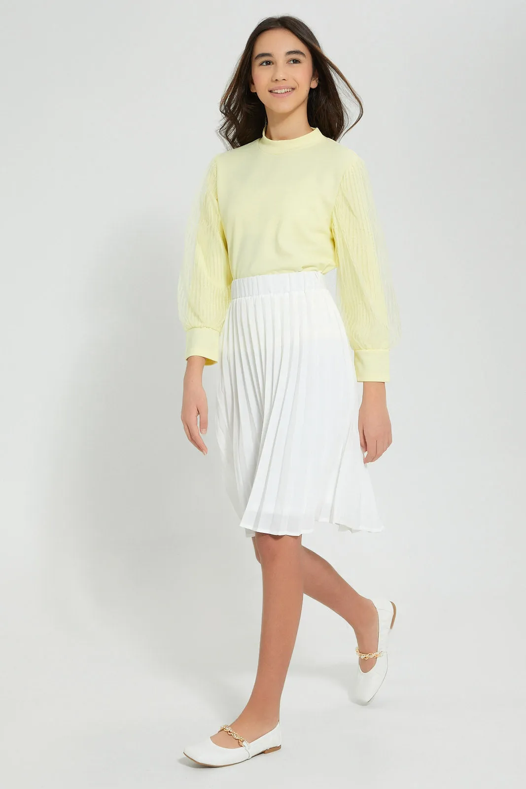 White Pleated Skirt