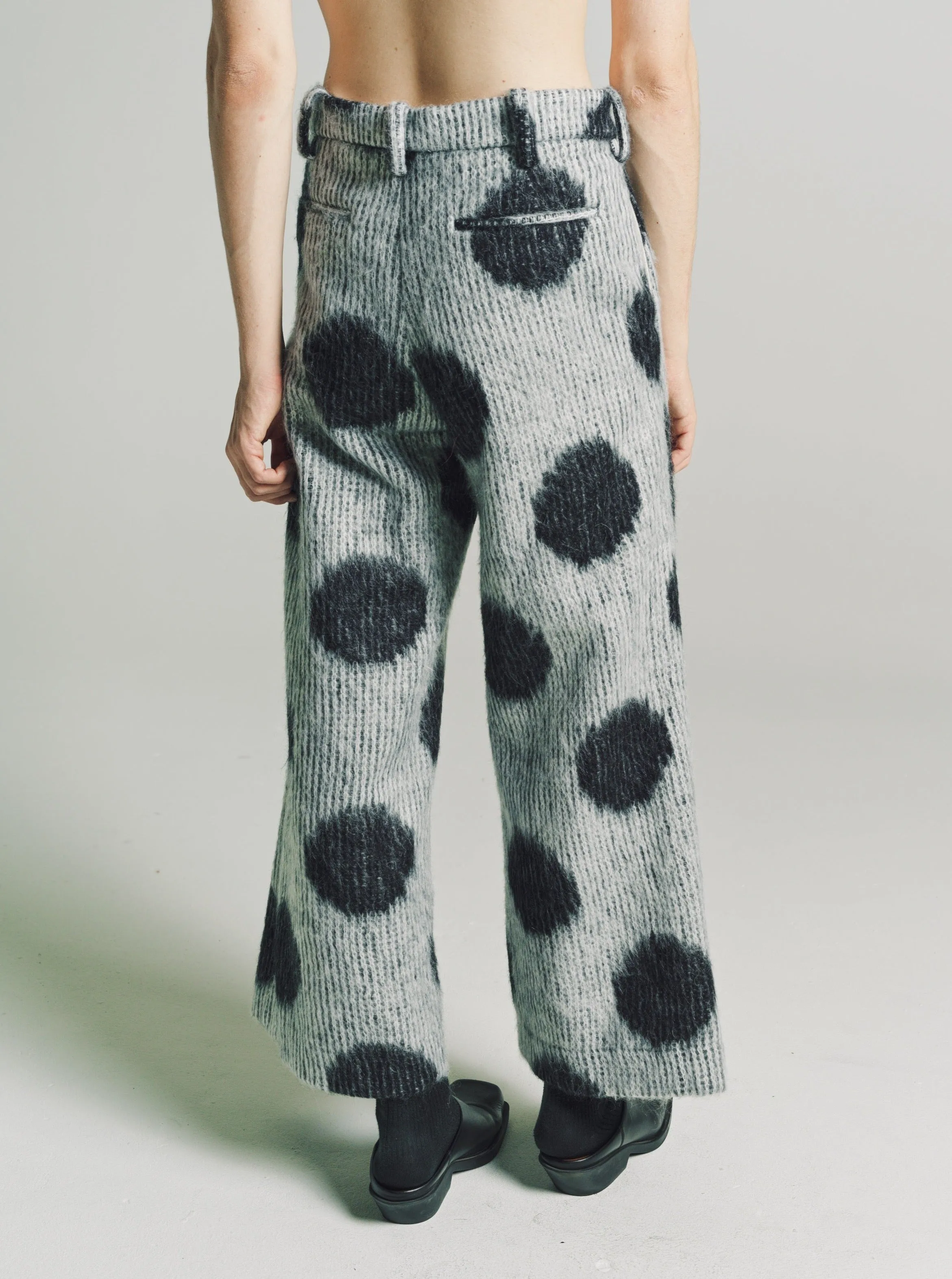 White Polka Dots Mohair Trousers