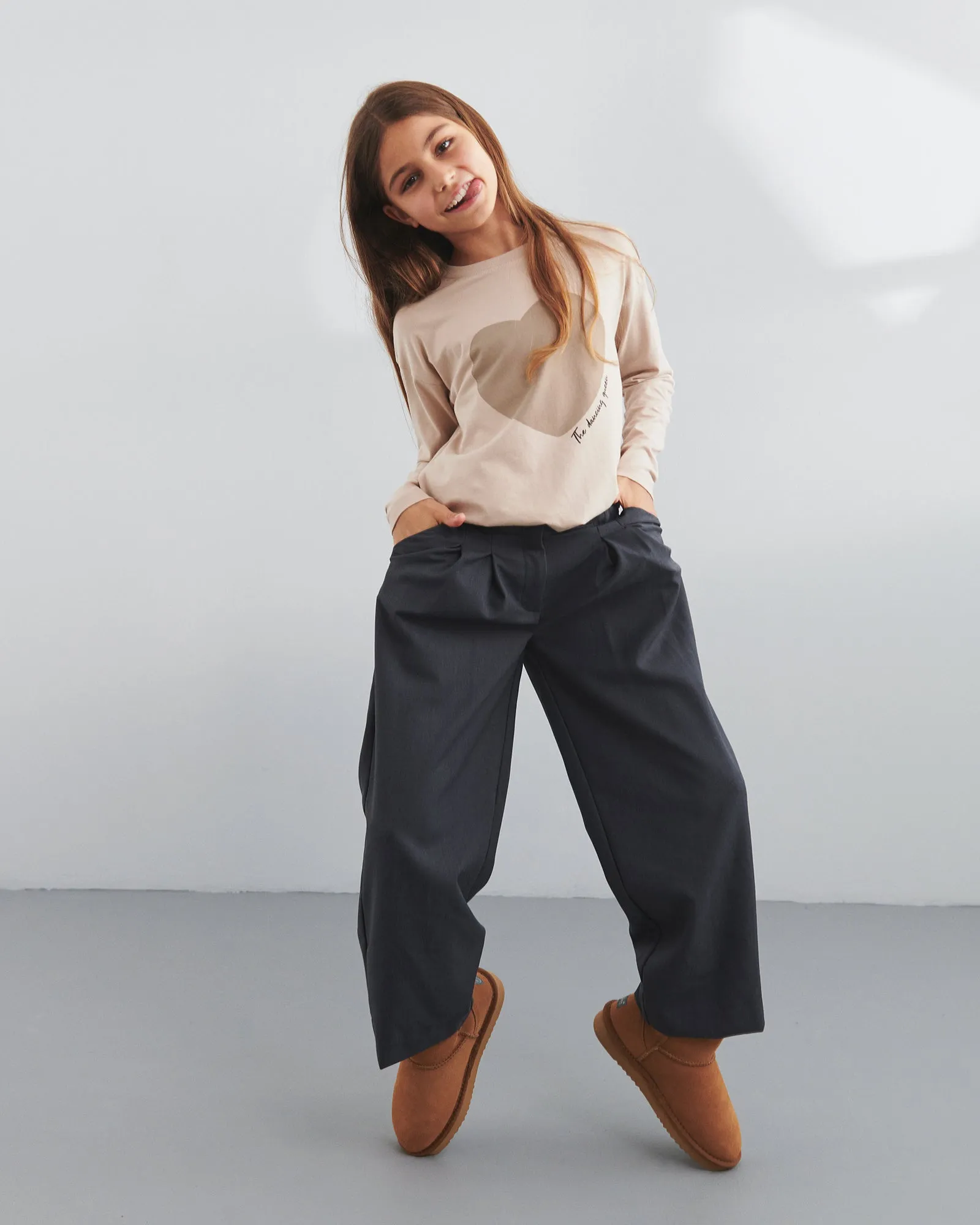 Wide leg trousers with pleats - Tween - Dark Grey