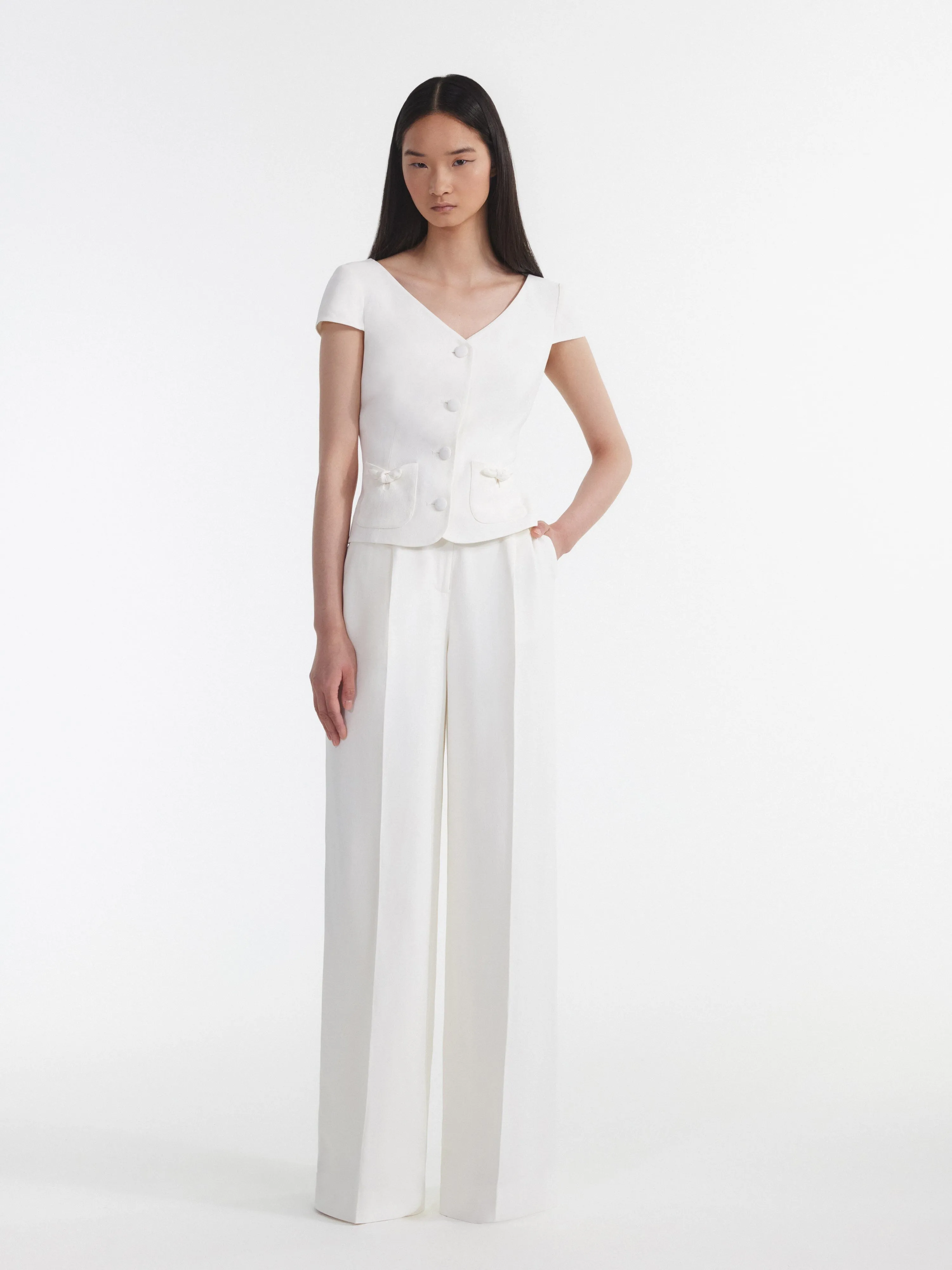 Wide Tailored Trouser in Ivory