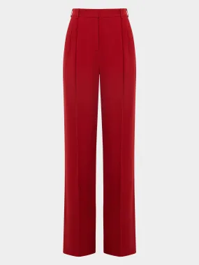 Wide Tailored Trousers in Rouge Red