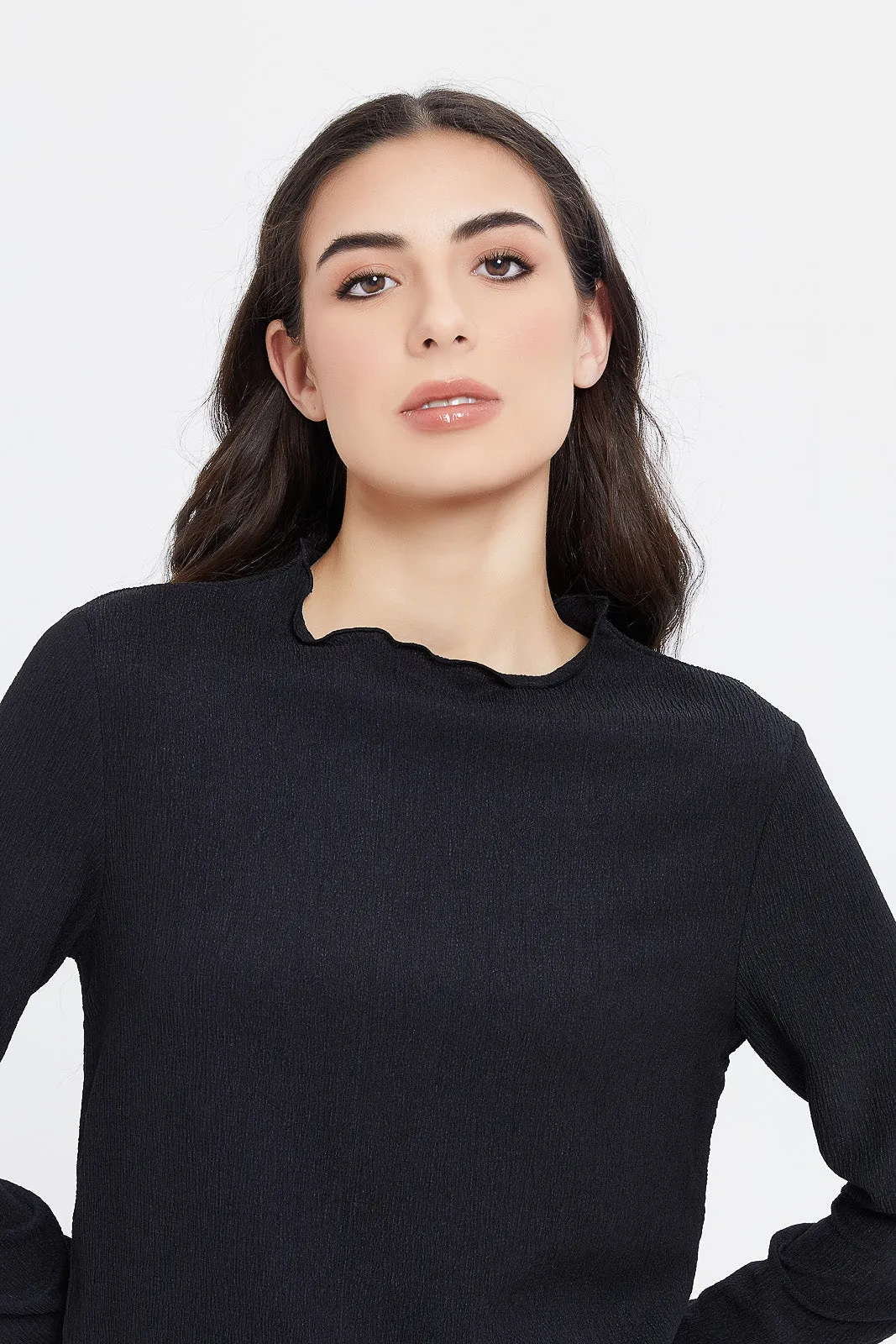 Women Black Long Sleeved Top