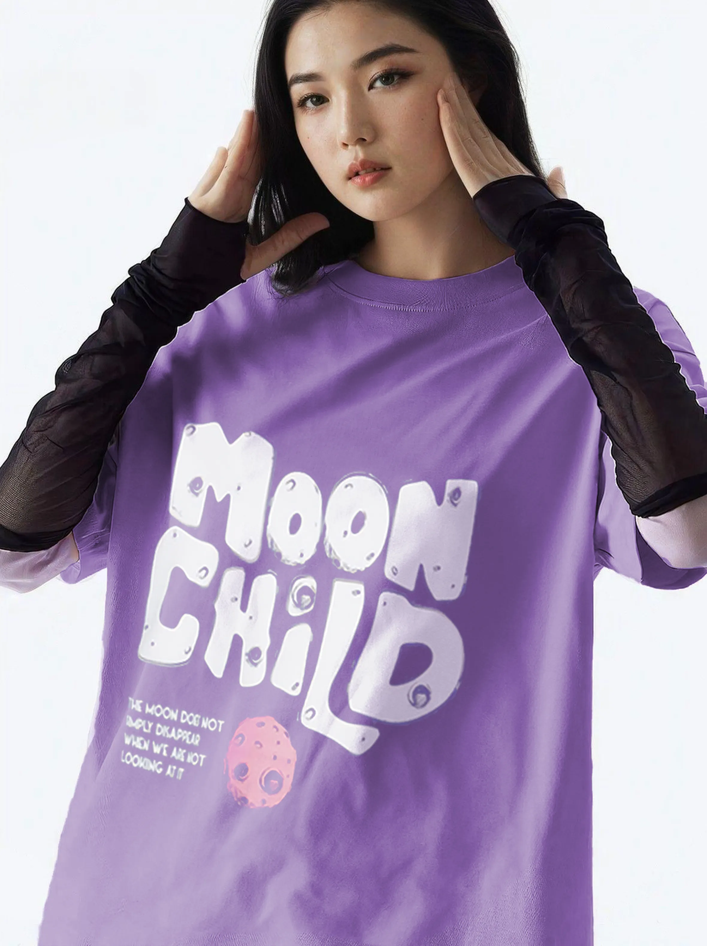 Women Lavender Oversized T-shirt - The Moon child