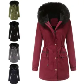 Womens Lightweight Parka Hooded Color Lined Cozy Interior Side Pockets