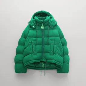 Womens Simple Green Puffer Jacket