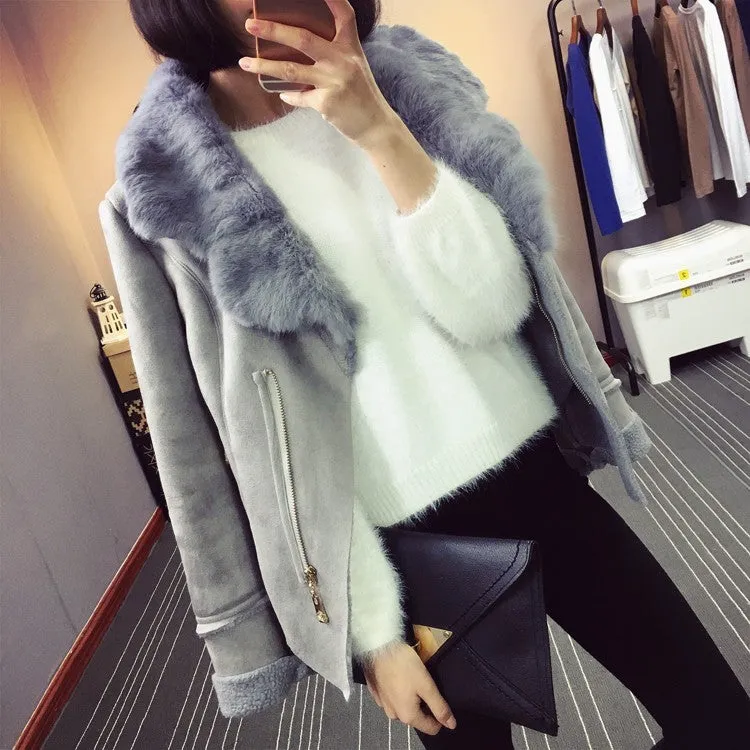 Women's Winter Faux Sheepskin Slim Coat