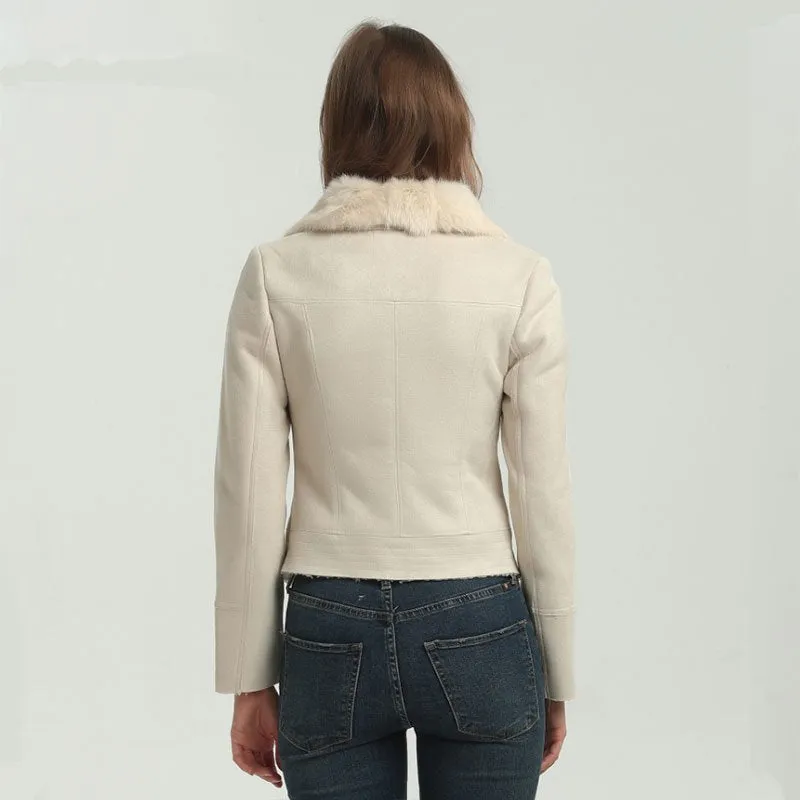 Women's Winter Faux Sheepskin Slim Coat