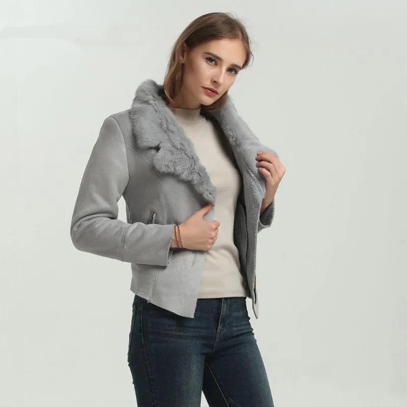 Women's Winter Faux Sheepskin Slim Coat