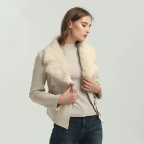 Women's Winter Faux Sheepskin Slim Coat