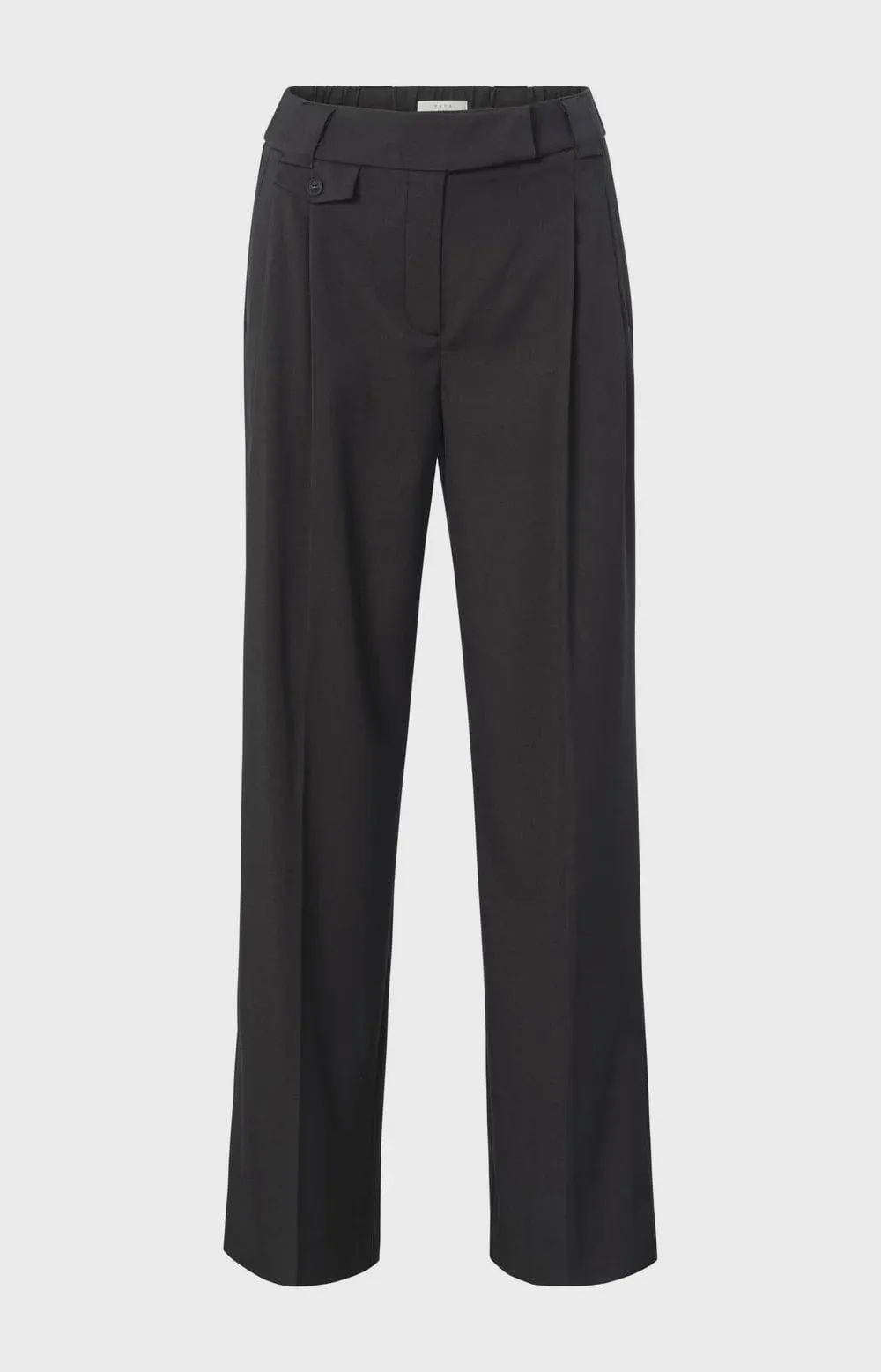 Yaya Black Wide Leg Trousers with Ankle Slit