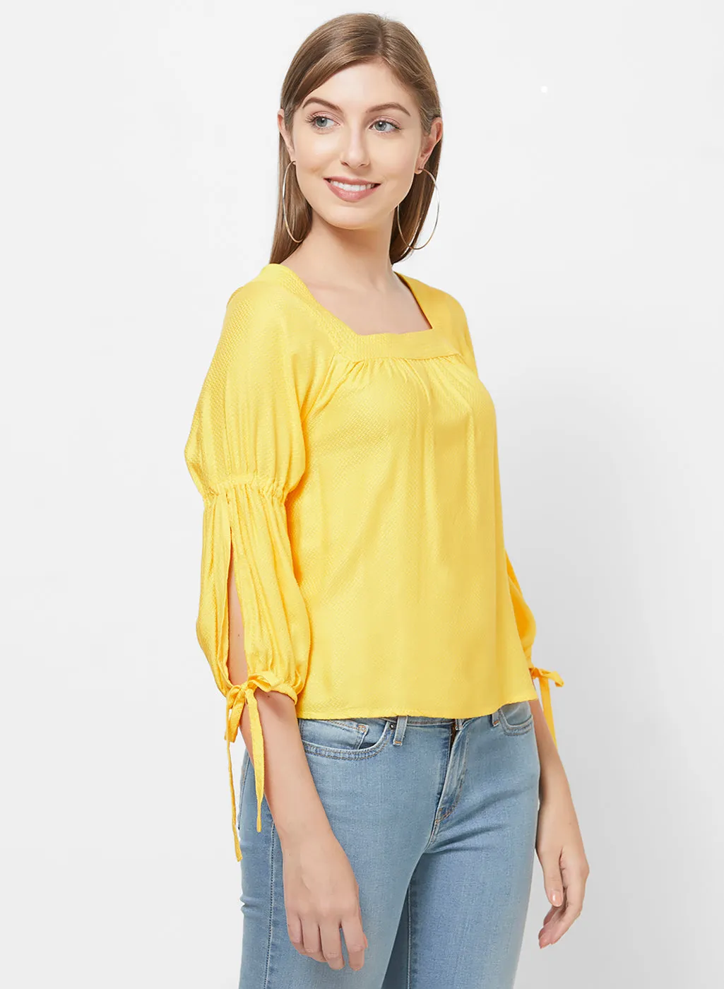 Yellow Self Design Top