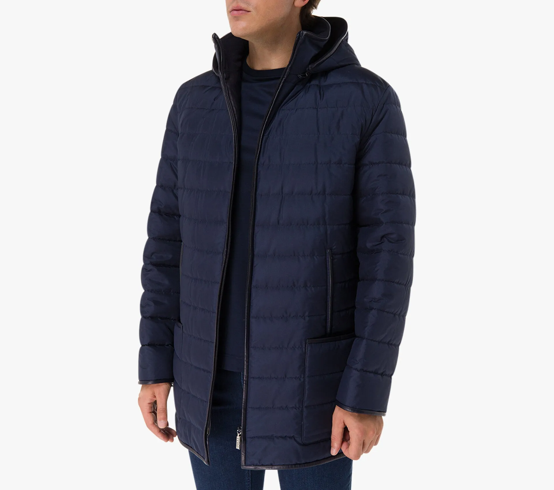 Zilli Cubic Parka in Navy With Lambskin Details