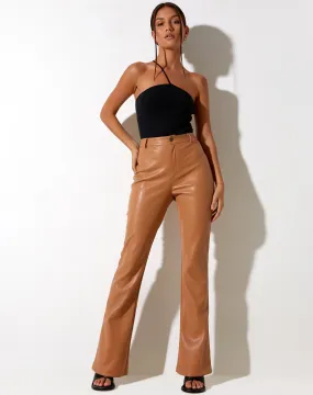 Zoven Flare Trouser in PU Peachy Tan